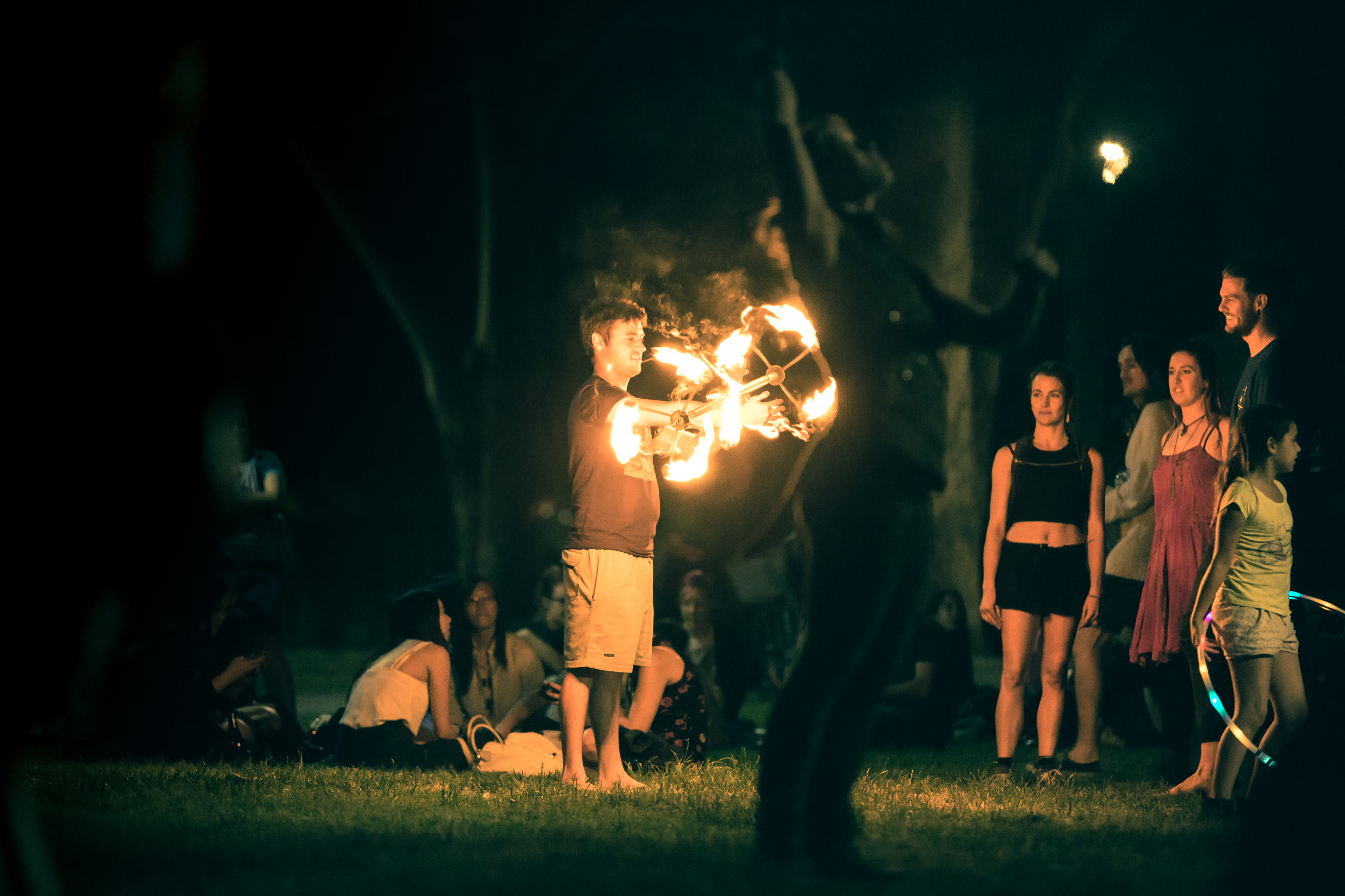 Newtown Fire Twirling with a Flaming Staff in Camperdown Memorial Park