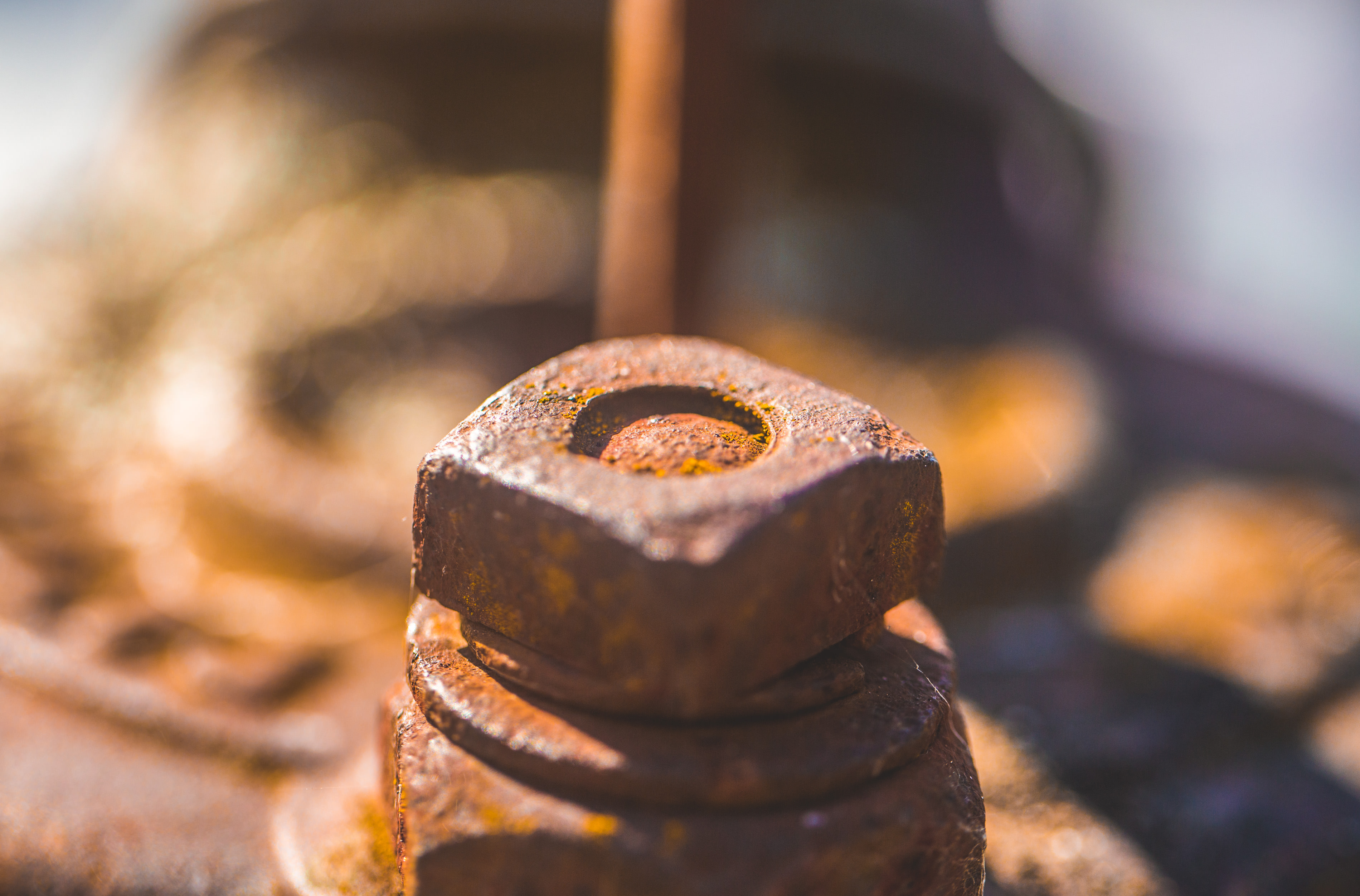 Closeup of a rusting bolt