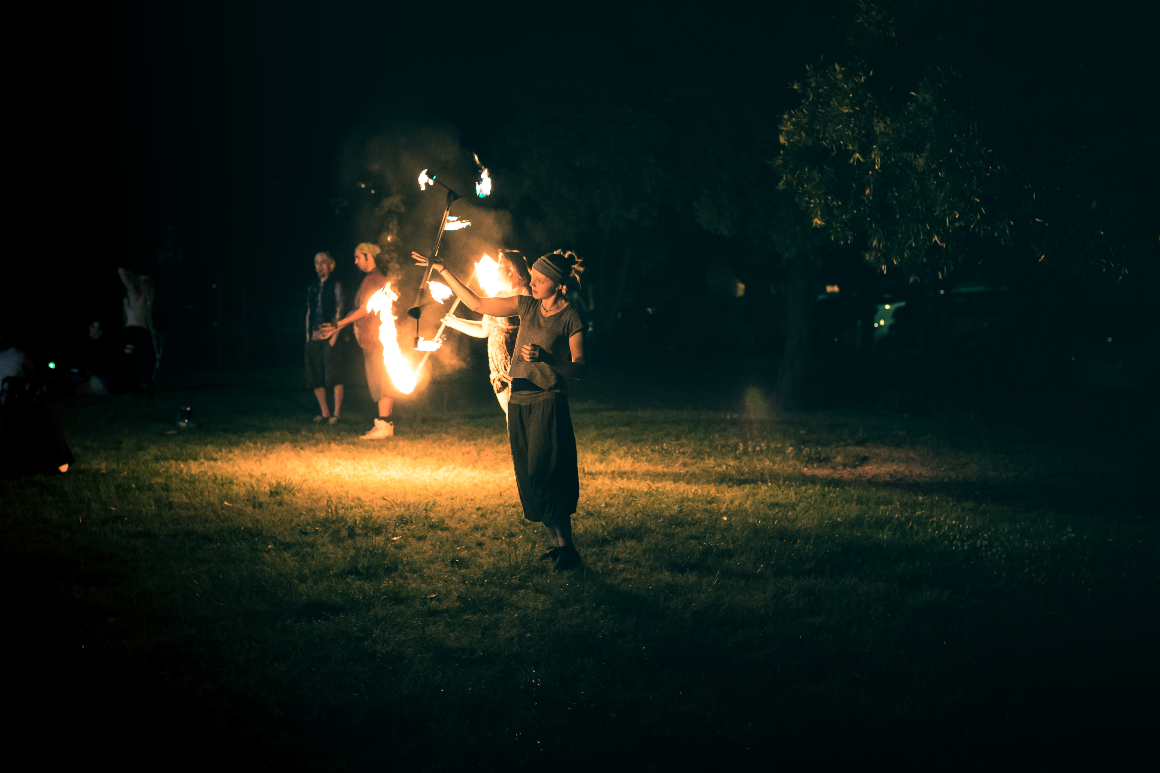 Newtown Fire Twirling with a Flaming Staff in Camperdown Memorial Park