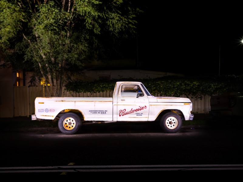 Budweiser F150 Truck Long Exposure night automotive photography & light painting
