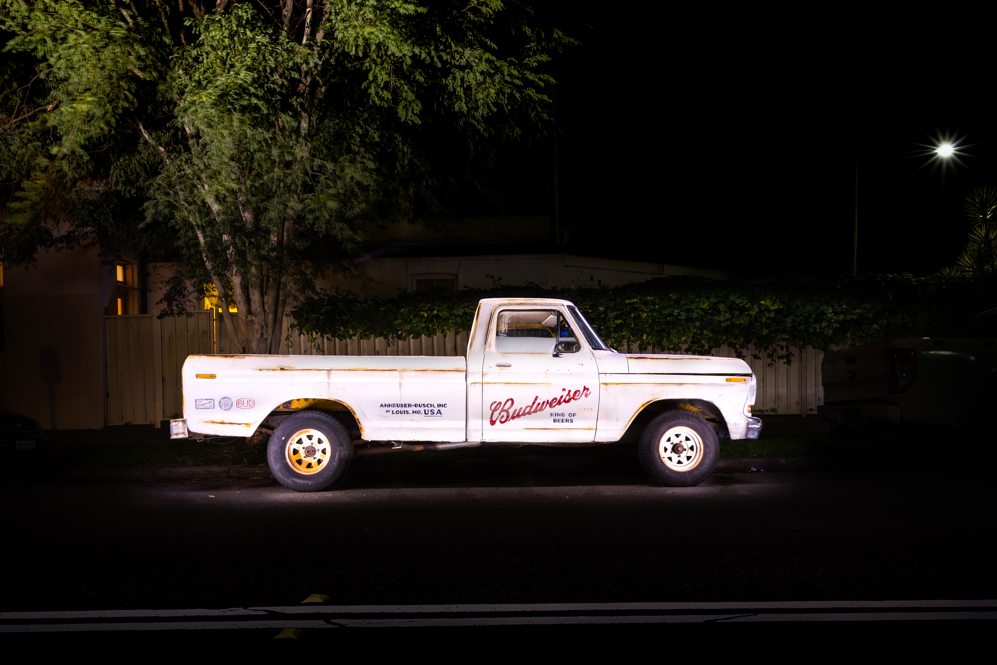 Budweiser F150 Truck Long Exposure night automotive photography & light painting